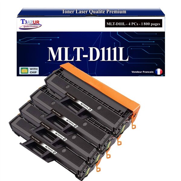 T3AZUR - 4x Toners compatibles avec Samsung MLT-D111L MLT-D111S pour Samsung Xpress 2078W M2020 M2020W M2021 M2021W M2022 M2022W M2026 M2026W M2070 M2070F M2070FW M2070W