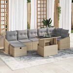 vidaXL Ensemble de canapé de jardin 8 Pièces Beige polyrotin
