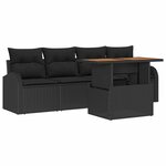 vidaXL Ensemble de canapé de jardin avec coussin 5 Pièces Noir