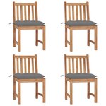 vidaXL Chaises de jardin lot de 4 avec coussins Bois de teck massif