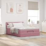 vidaXL Cadre de lit ottoman avec matelas rose 140x190 cm velours