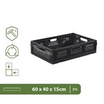 Pack and Move - Lot 3 Bacs Rangement Pliables - Charge 15 kg - 40 x 60 x 15 cm - Stockage Outillage - Rangement Facile - Robustes - 31L