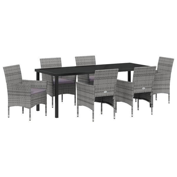 vidaXL Set de jardin 7 pièces Gris Rotin Poly