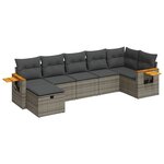 vidaXL Salon de jardin avec coussins 7 Pièces gris résine tressée