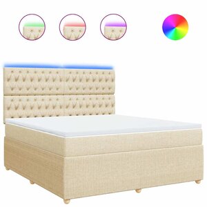 vidaXL Sommier à lattes de lit avec matelas Crème 180x200 cm Tissu