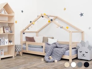 Lit cabane enfant en bois massif Naturel - 90 x 190 cm
