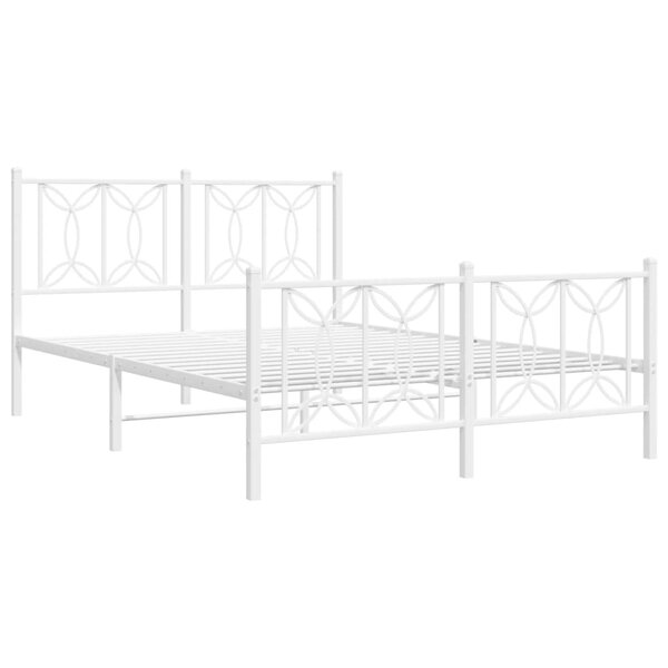 vidaXL Cadre de lit métal avec tête de lit/pied de lit blanc 140x190cm