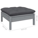 vidaXL Repose-pied de jardin avec coussin anthracite Bois de pin gris