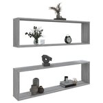 vidaXL Étagères murales cube 2 Pièces Sonoma gris 100x15x30 cm Bois