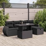 vidaXL Salon de jardin 6 Pièces avec coussins noir résine tressée