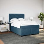 vidaXL Sommier à lattes de lit et matelas bleu 140x200 cm velours