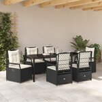 vidaXL Ensemble de Salle à Manger de Jardin 7 Pièces Noir Rattan Poly