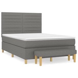 vidaXL Sommier à lattes de lit avec matelas Gris foncé 140x190cm Tissu