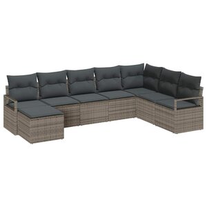 vidaXL Ensemble de canapé de jardin 8 Pièces Gris Poly rotin