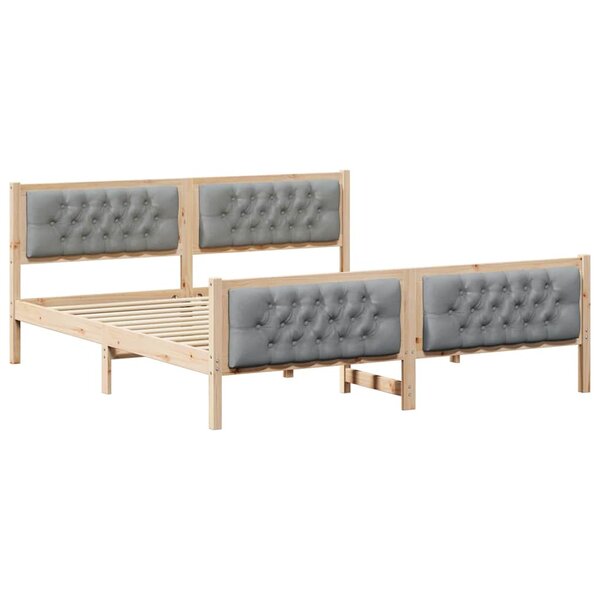vidaXL Cadre de lit Gris clair 160 x 200 cm Pin massif