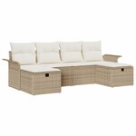 vidaXL Ensemble de canapé de jardin 6 Pièces Beige et crème polyrotin