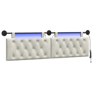 vidaXL Tête de lit suspendue Crème Velours