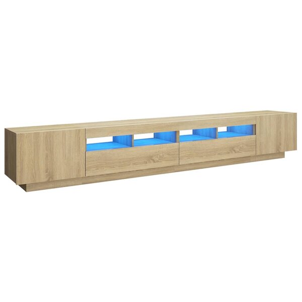vidaXL Meuble TV avec lumières LED Chêne sonoma 260x35x40 cm