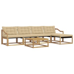 vidaXL Ensemble de canapés d'extérieur 6 pc Blanc et Beige