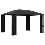 vidaXL Tonnelle avec rideaux 400x300x265 cm Anthracite