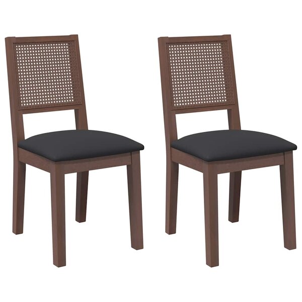 vidaXL Chaises à manger coussins 2 Pièces marron bois massif caoutchouc