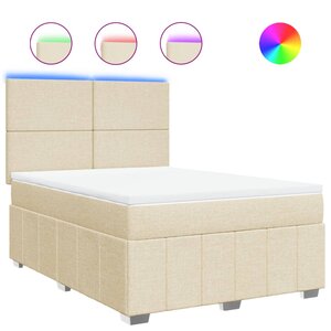 vidaXL Sommier à lattes de lit avec matelas Crème 140x200 cm Tissu