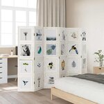 vidaXL Cloison de séparation 6 panneaux blanc bois de paulownia massif