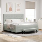 vidaXL Lit à Ressorts avec Matelas & Banc Gris Clair 180x200 cm Velours