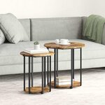 vidaXL Ensemble de tables d'appoint avec étagère 2 Pièces Marron