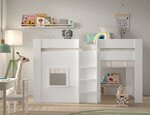 Lit compact RENO blanc avec rideaux