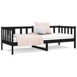 vidaXL Lit de jour Noir 90x190 cm Bois de pin massif