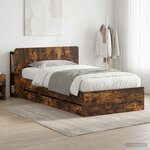 vidaXL Cadre de lit avec rangement Chêne fumé 90 x 200 cm