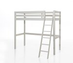 PINO Lit mezzanine 90x200 Blanc + Commode 2 portes + Lit convertible en fauteuil