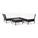 Salon de jardin meuble d'extérieur ensemble de mobilier 6 pièces avec coussins résine tressée noir 02_0016924