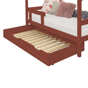 Tiroir de lit 80 x 160 avec sommier BUDDY - rouge brique