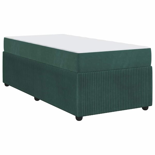 vidaXL Cadre de lit avec matelas Vert foncé 100 x 200 cm tissu