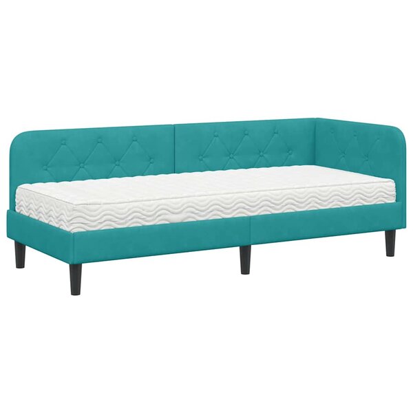 vidaXL Cadre de lit d'angle Turquoise 80 x 200 cm Velours