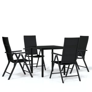 vidaXL Ensemble à manger de jardin 5 Pièces Noir