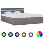 vidaXL Cadre de lit à stockage hydraulique et LED taupe 120x200 cm