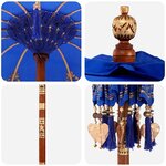 vidaXL Parasol avec Base Bleu et Marron 250 cm Coton et bois
