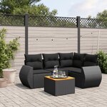 vidaXL Salon de jardin 5 Pièces avec coussins noir résine tressée