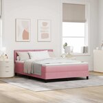 Lit Box Spring avec Matelas & LED Rose 160x200 cm Velours