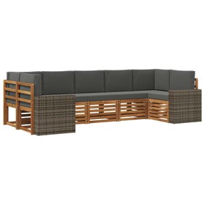 vidaXL Ensemble de canapés d'extérieur 7 pc Naturel et Anthracite