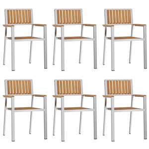 Chaises de jardin empilables vidaXL 6 Pièces 54.5x56x87 cm en teck massif