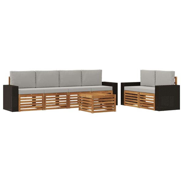 vidaXL Ensemble de canapés d'extérieur 7 pc Naturel et gris clair