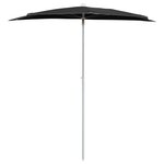 vidaXL Demi-parasol de jardin avec mât 180x90 cm noir