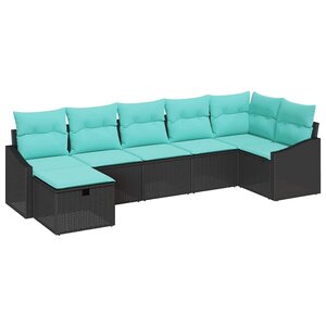 vidaXL Ensemble de Canapés avec coussin avec stockage Noir polyrotin