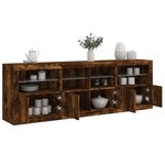 vidaXL Buffet avec lumières LED chêne fumé 202x37x67 cm