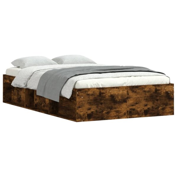 vidaXL Cadre de lit chêne fumé 120x190 cm petit double