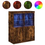 vidaXL Buffet avec lumières LED chêne fumé 81x37x100 cm